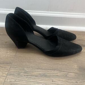 Eileen Fisher Hilly Wedge Suede D'orsay Pump Size 8 US Black
